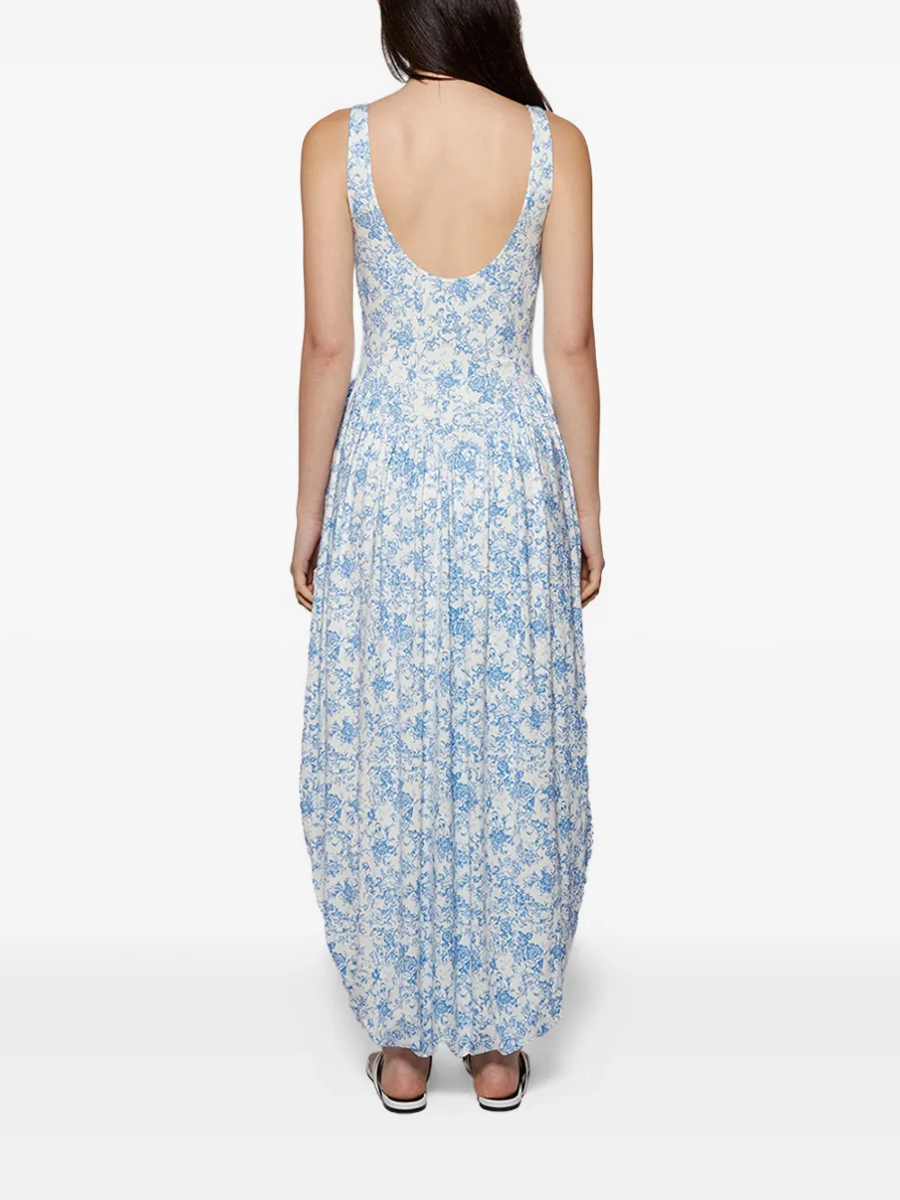 Caroline Constas Floral-pattern Maxi Dress In Blue