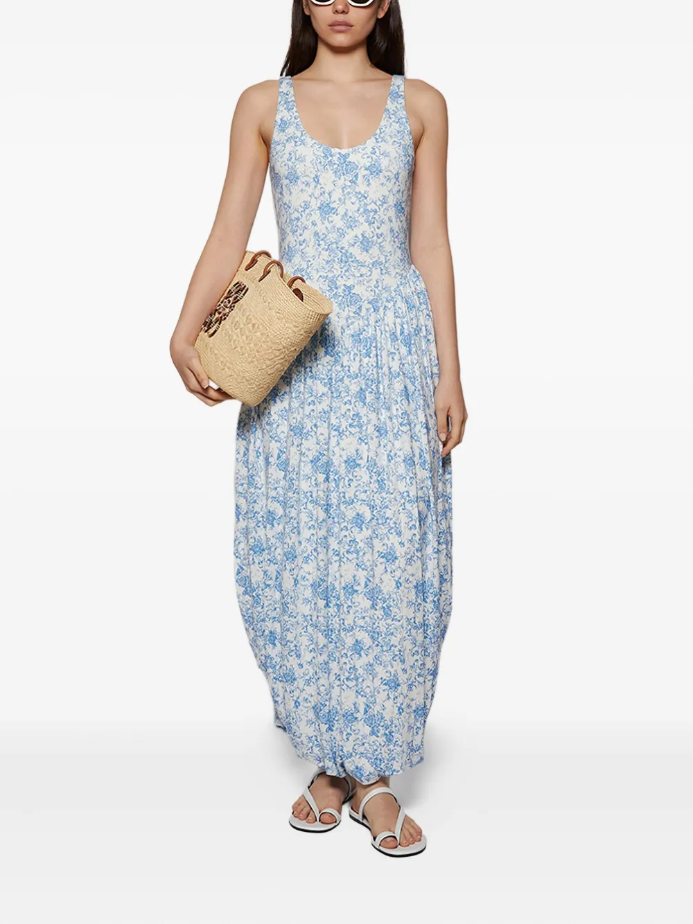 Caroline Constas floral-pattern maxi dress - Blauw