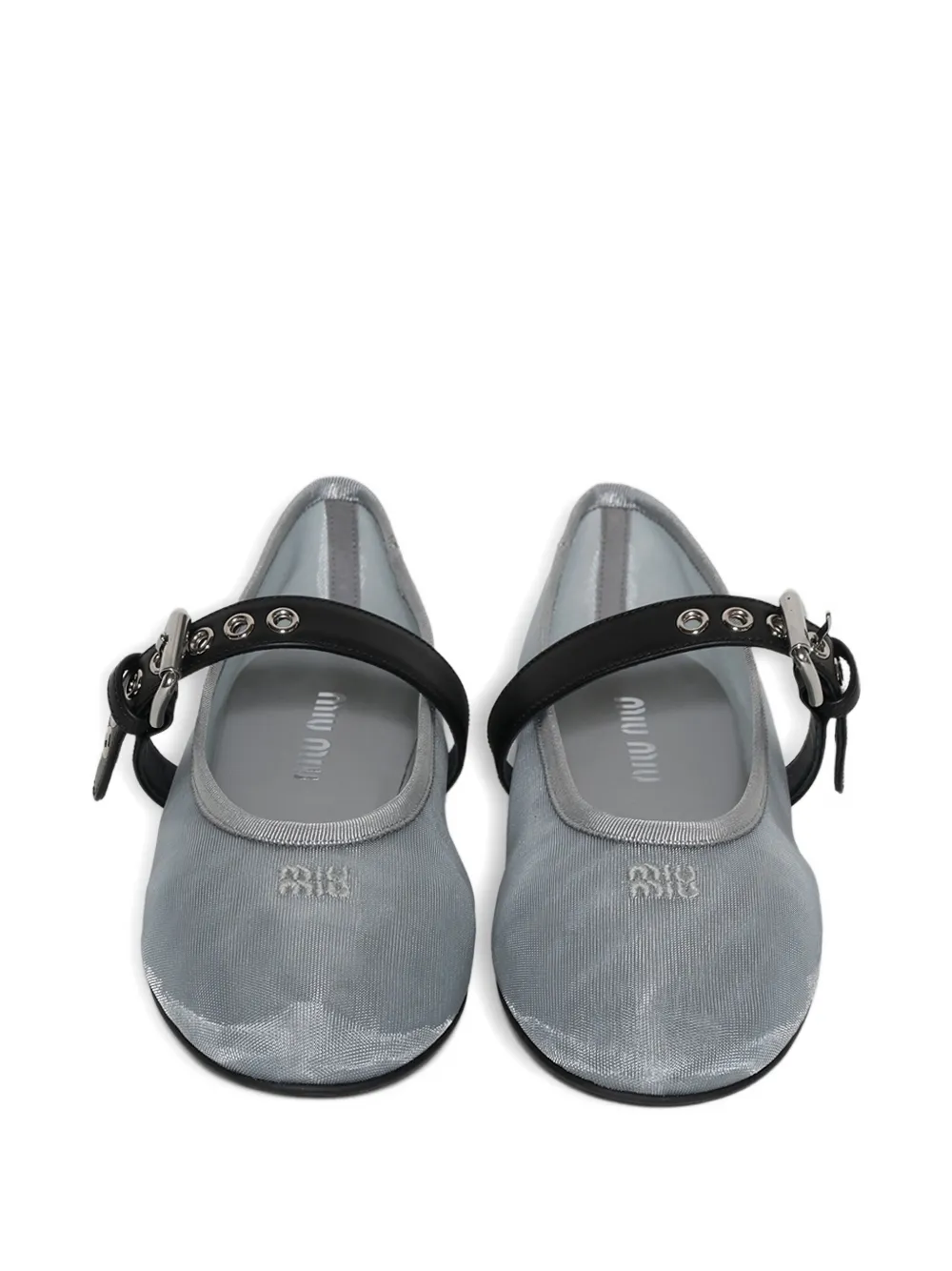 Miu Miu Buckle-strap Ballet Flats In Gray