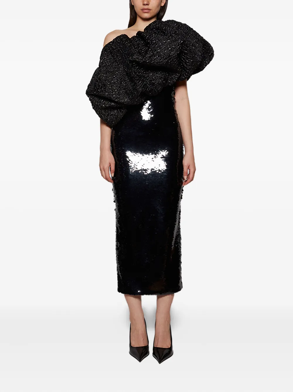 Dima Ayad Sequin Midi Dress In Black