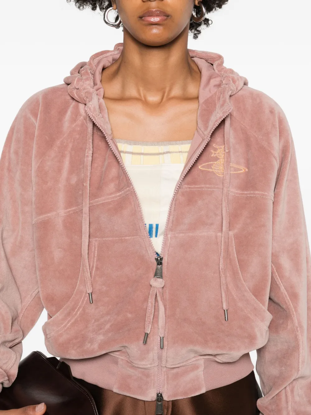 Vivienne Westwood Velour zip-up Hoodie | Pink | FARFETCH