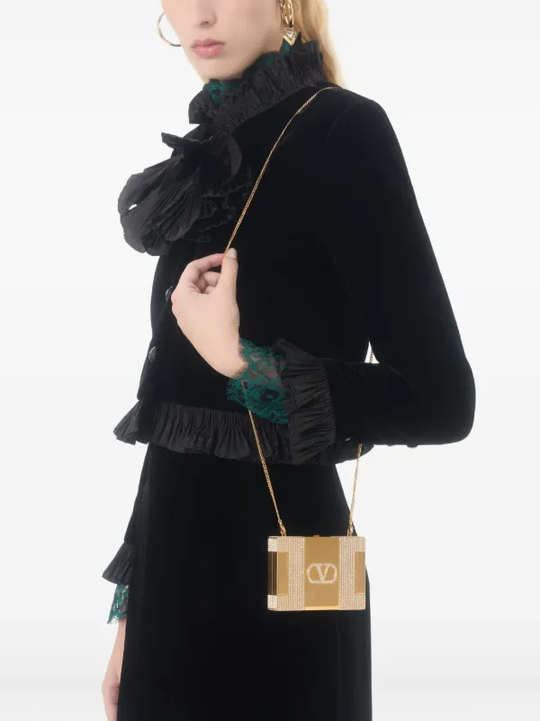 Valentino Garavani Minaumorphe crystal-embellished Clutch | Gold