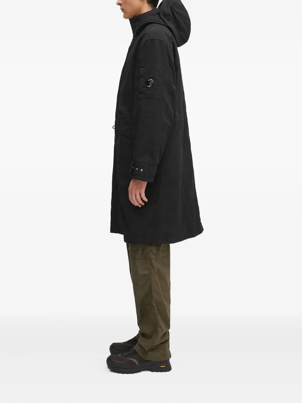 C.p. Company Hooded Coat In Black