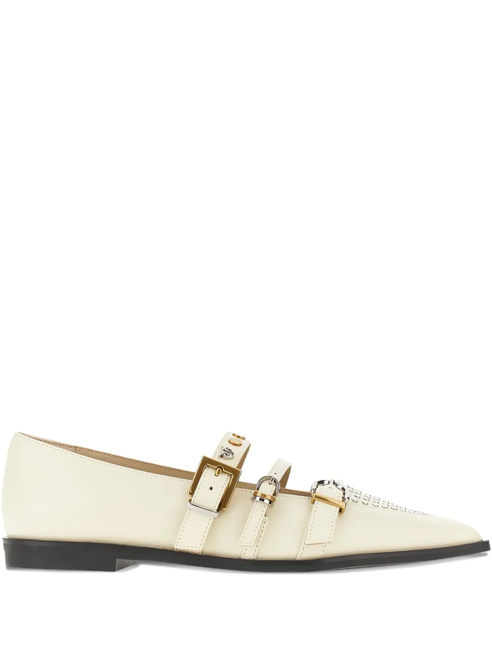 PINKO buckle-embellished pointed ballet flats Neutrals