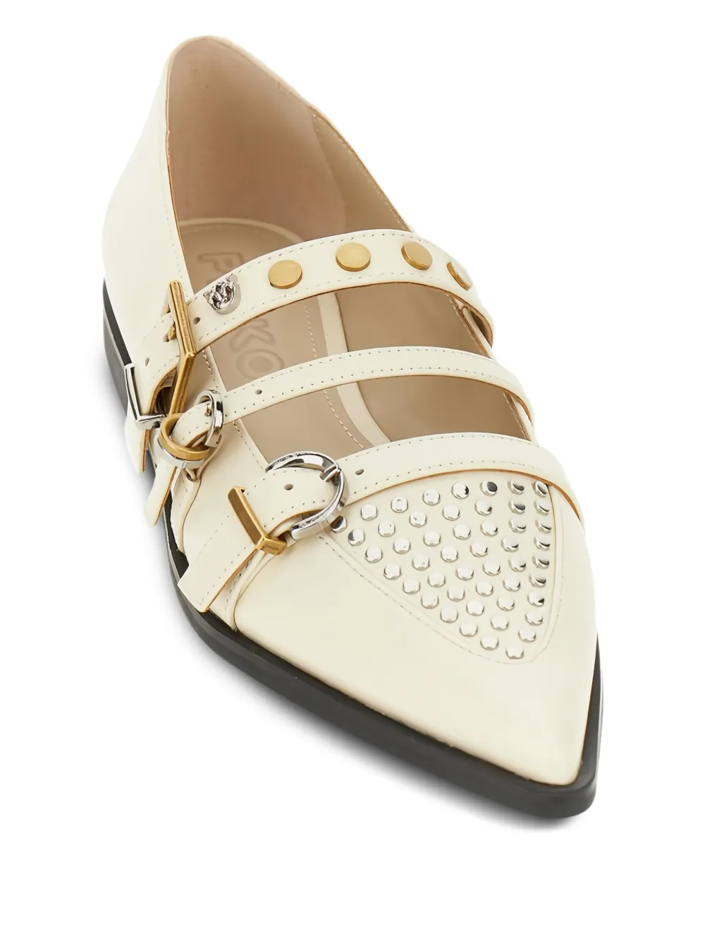PINKO buckle-embellished pointed ballet flats Neutrals