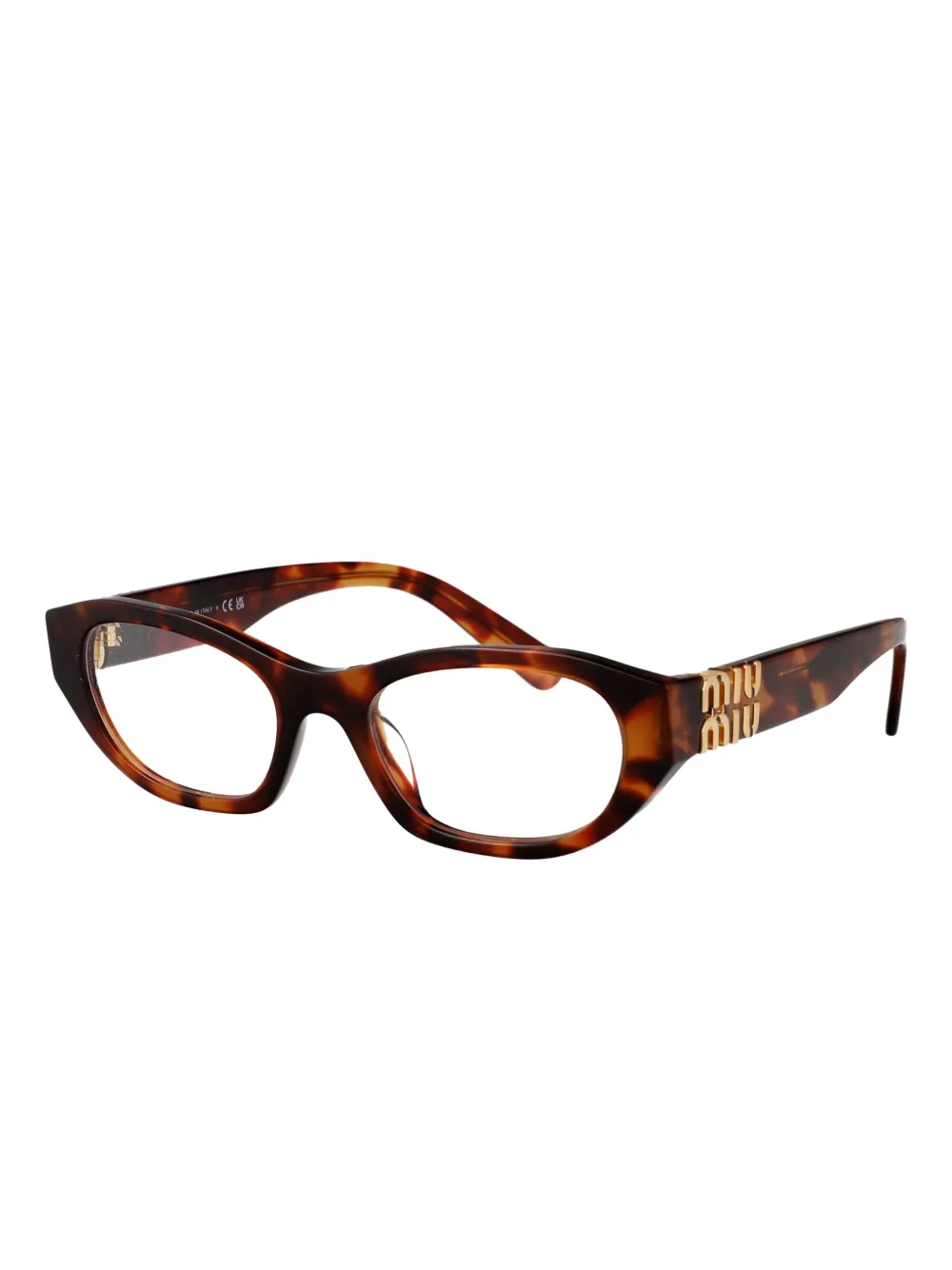 Miu Eyewear tortoiseshell geometric-frame glasses Bruin