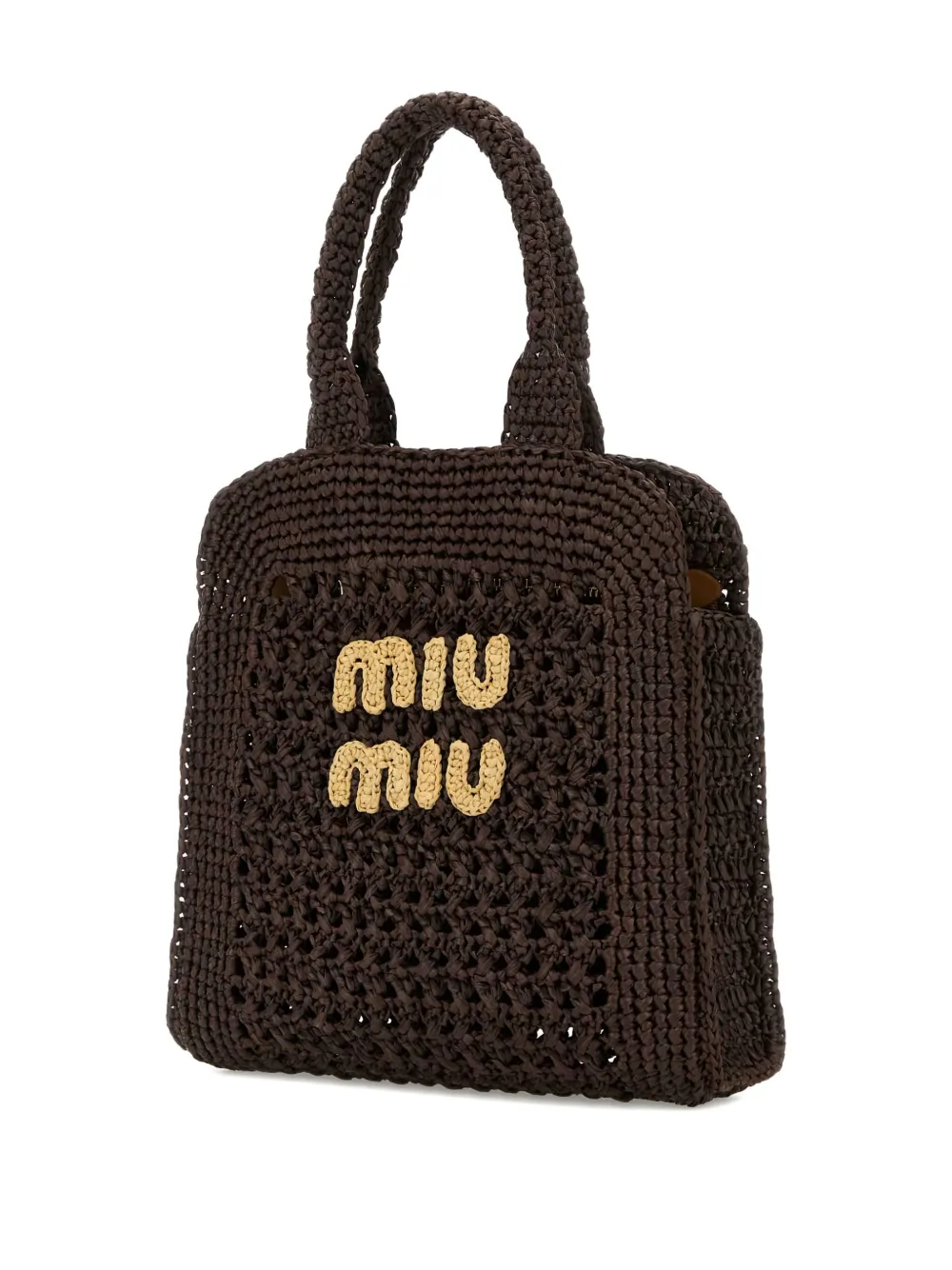 Miu raffia crochet tote bag Bruin