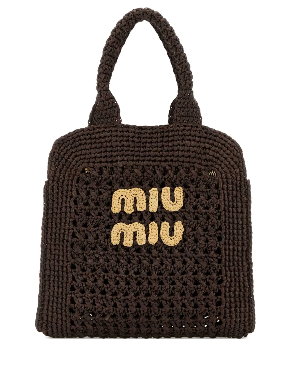 Miu raffia crochet tote bag Bruin
