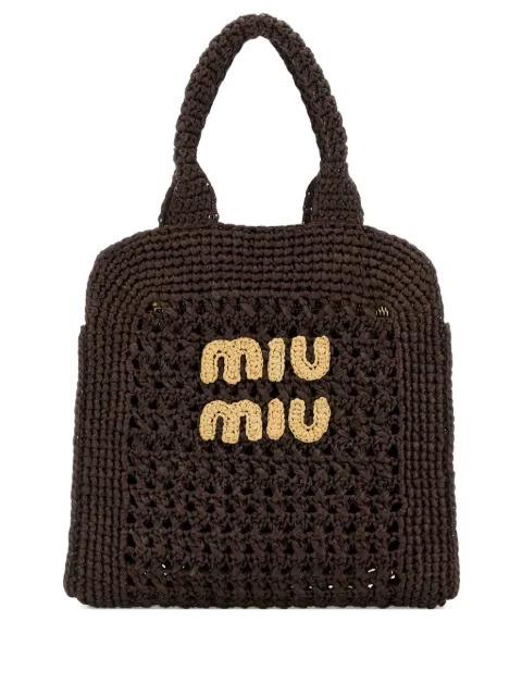 Miu Miu raffia crochet tote bag