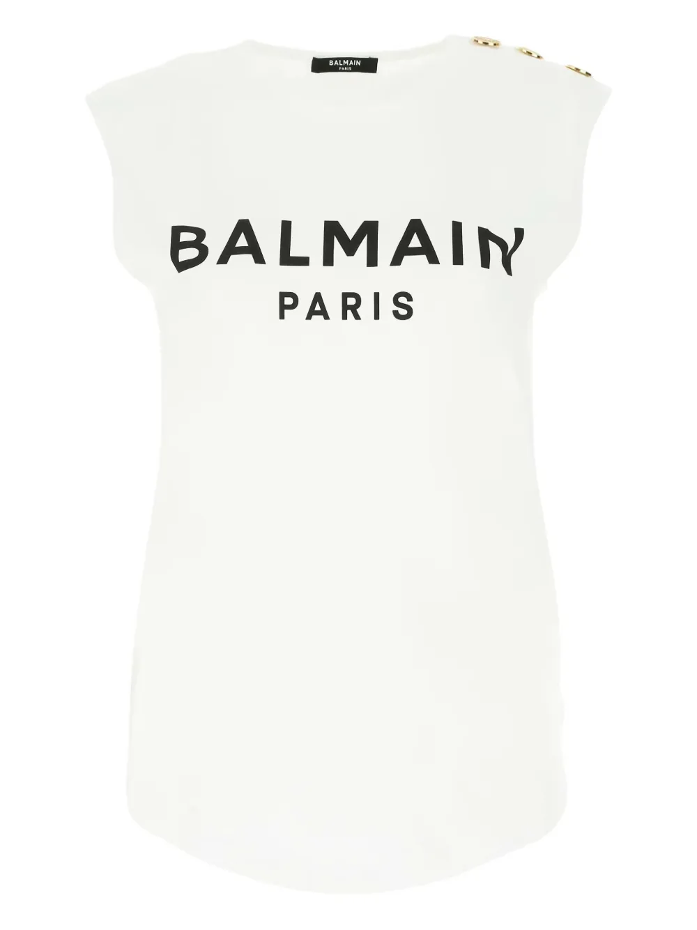 Balmain logo-print button-detail top Wit
