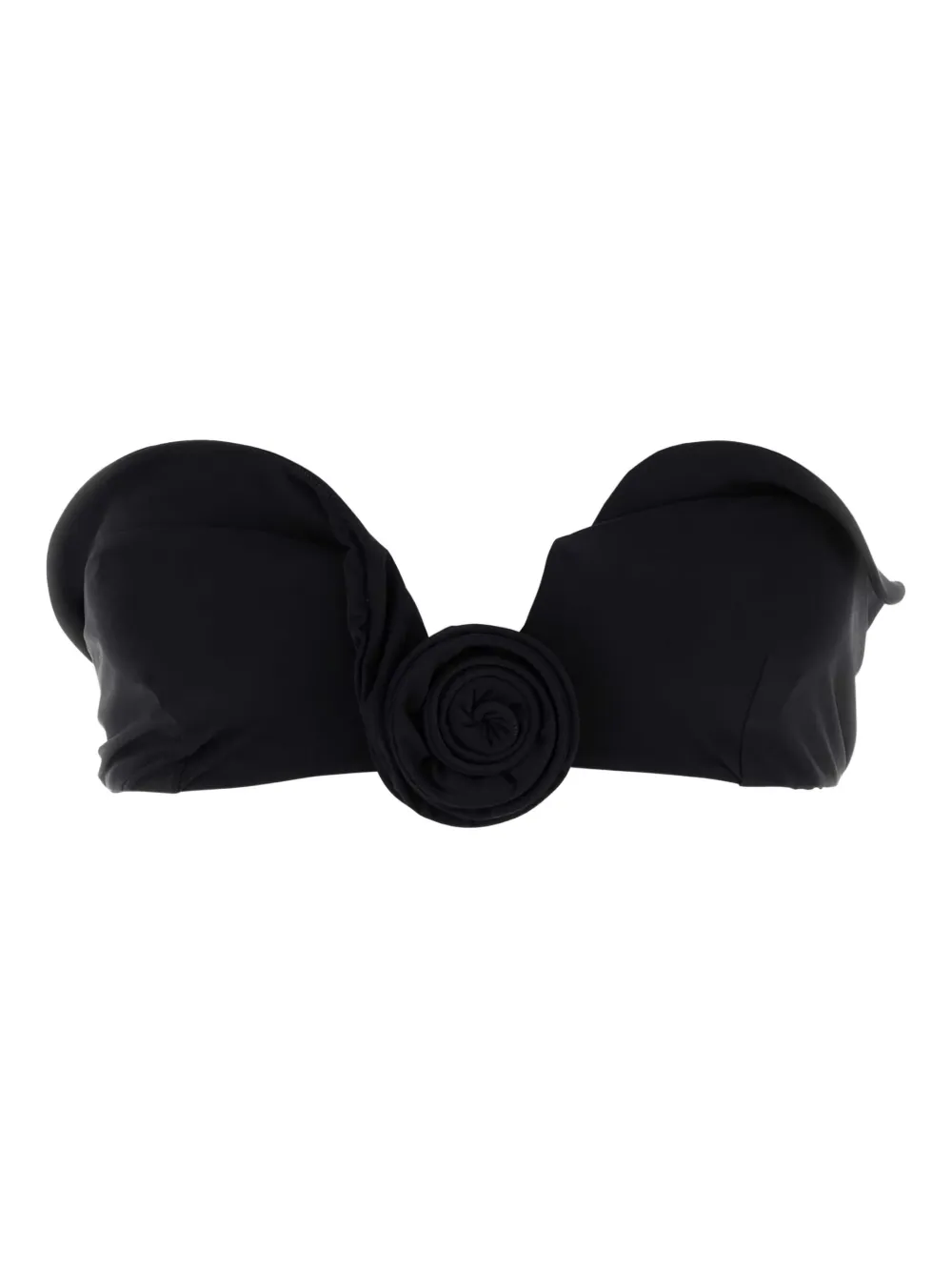 Magda Butrym rose-embellished strapless bikini top - ブラック Magda Butrym rose-embellished strapless bikini top - ブラック