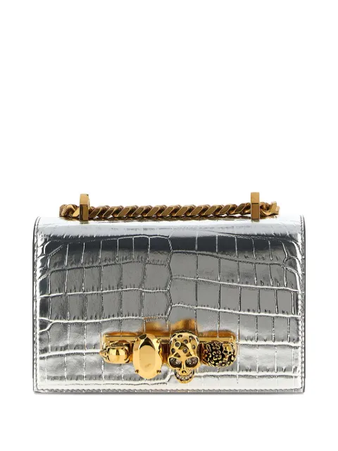 Alexander McQueen mini skull-embellished crocodile-effect crossbody bag