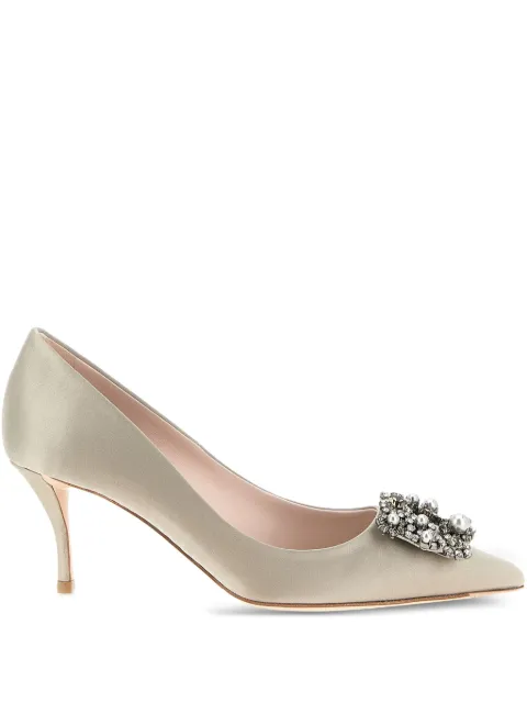 Roger Vivier 65mm Efflorescence jewel-buckle satin pumps