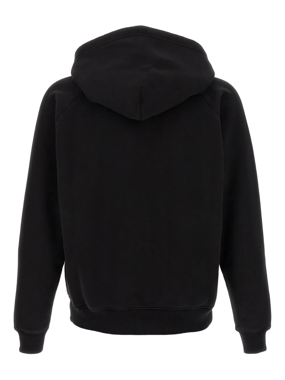 TOM FORD leather-detail zip-front hoodie Zwart