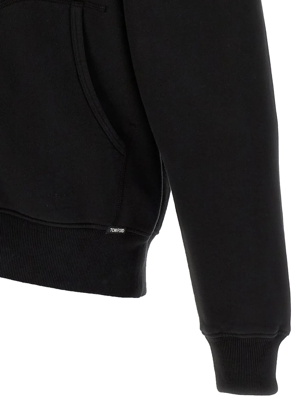 TOM FORD leather-detail zip-front hoodie Zwart