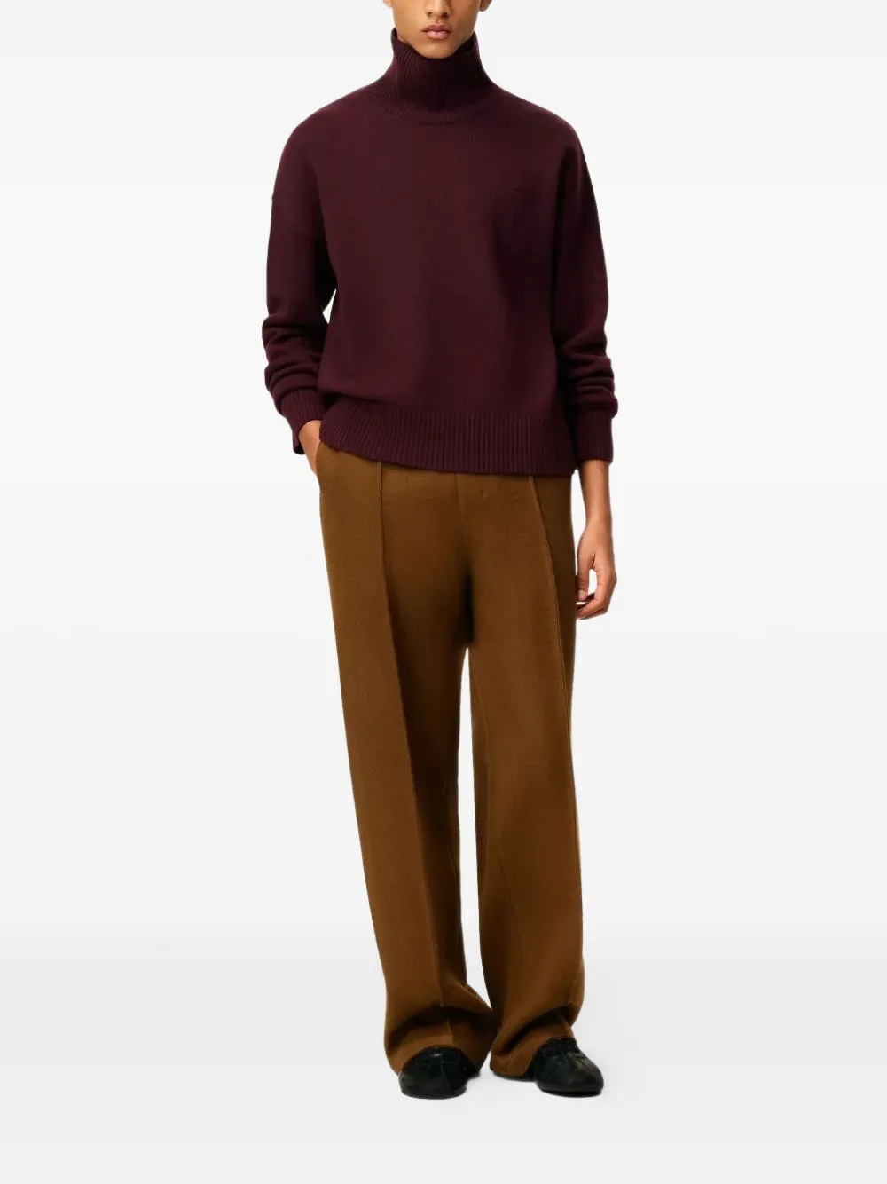 AMI Paris logo turtleneck long-sleeves sweater Rood
