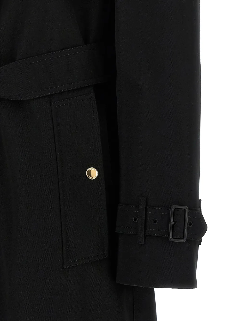 Burberry Check pattern-collar belted trench coat Zwart