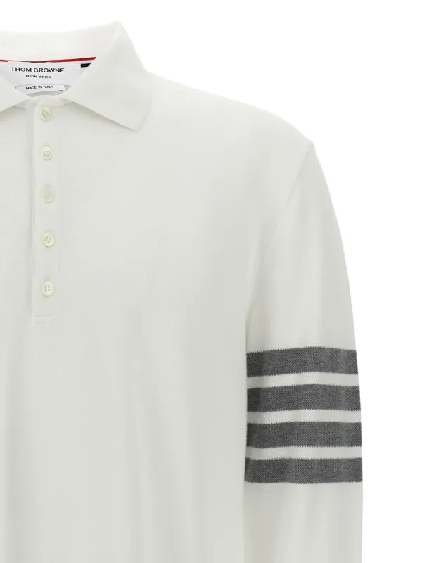 Thom Browne クラシック 4BAR ロングスリーブ ポロシャツ | ホワイト