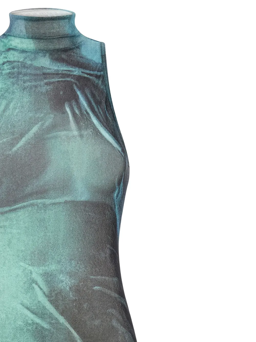 Jean Paul Gaultier The Long Water Dress Print High-neck Maxi Dress In Green