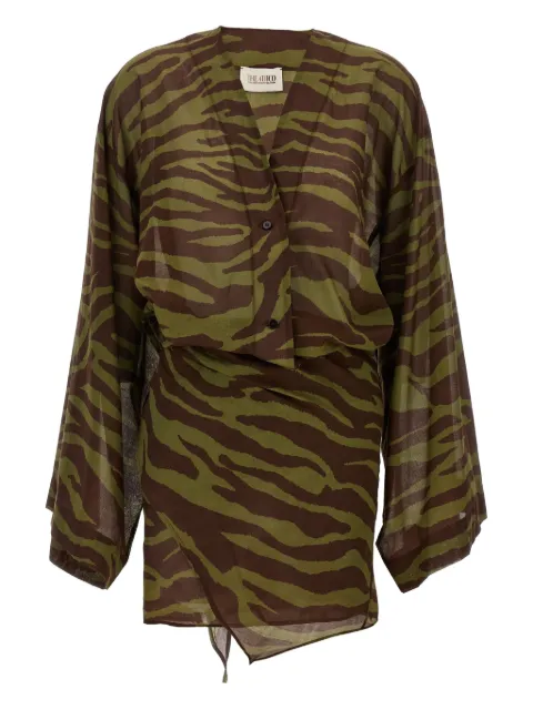 The Attico zebra-print wrap mini dress