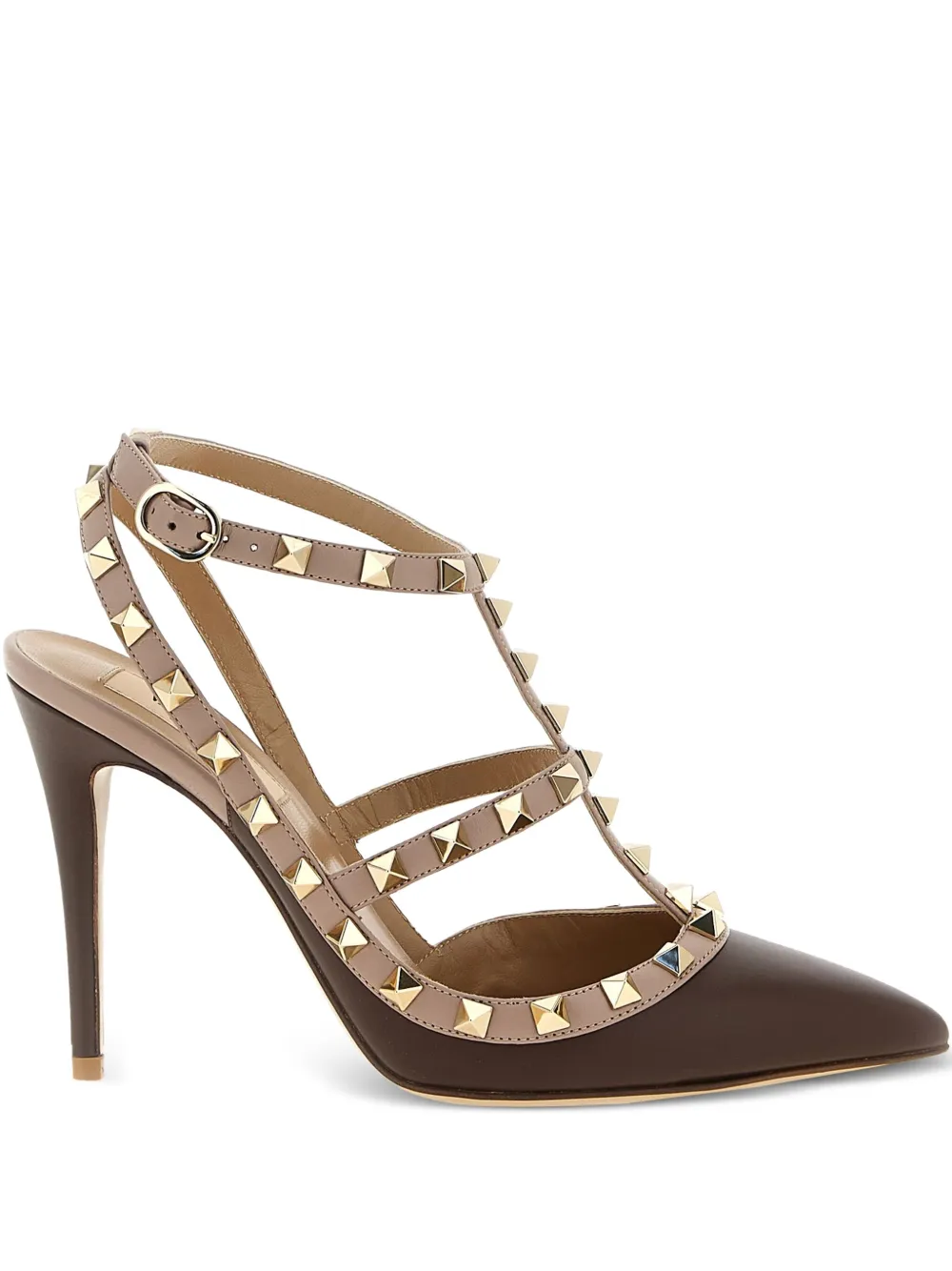 Valentino Garavani 100mm Rockstud Caged leather pumps Brown