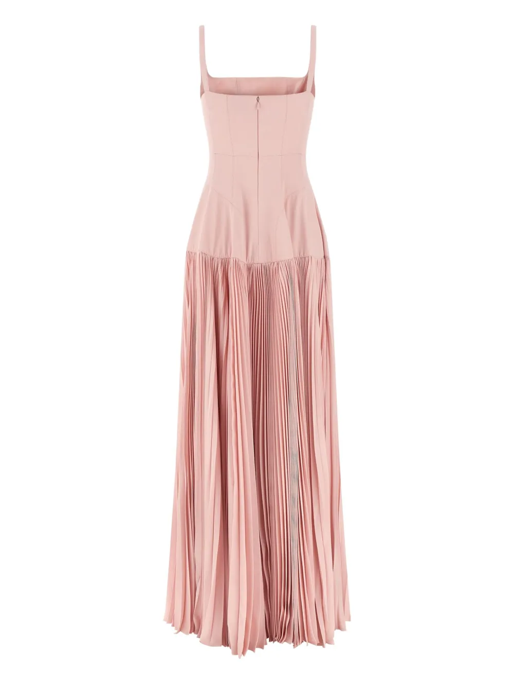 Giovanni Bedin Pleated-skirt Square-neck Maxidress In Pink