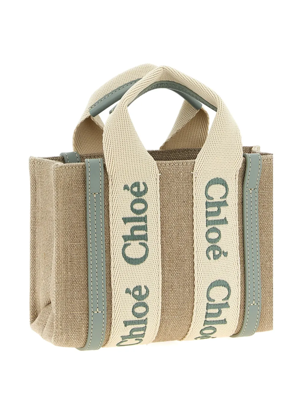 Chloé Woody logo-detail canvas mini bag Beige