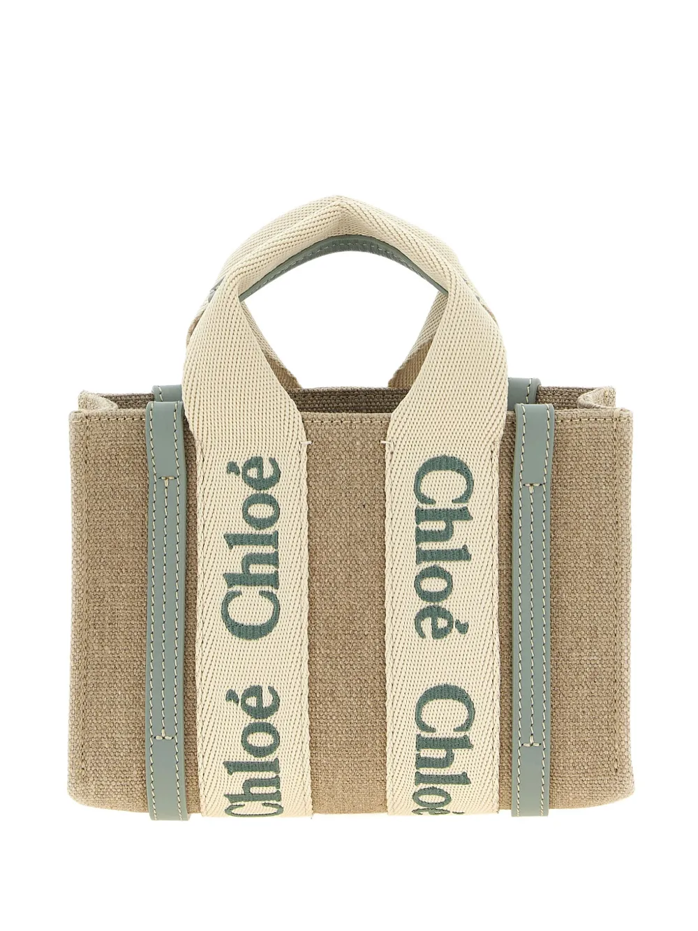 Chloé Woody Logo-detail Canvas Mini Bag In Neutral