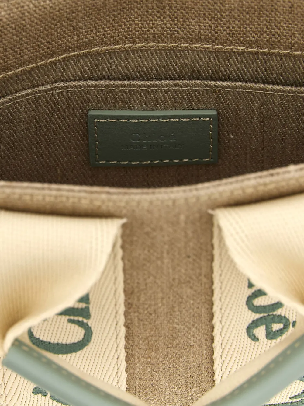 Chloé Woody logo-detail canvas mini bag Beige