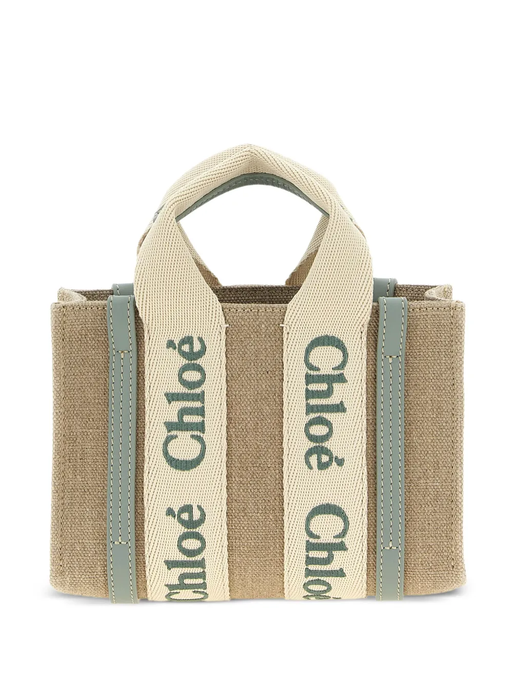 Chloé Woody logo-detail canvas mini bag - ニュートラル Chloé Woody logo-detail canvas mini bag - ニュートラル