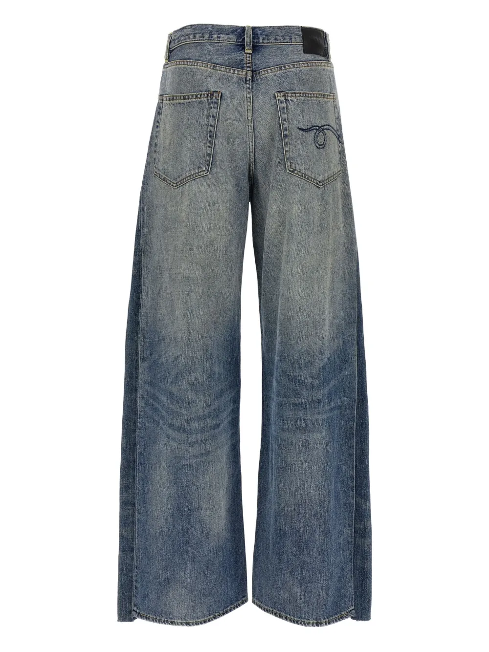 R13 used-effect wide-leg jeans Blauw
