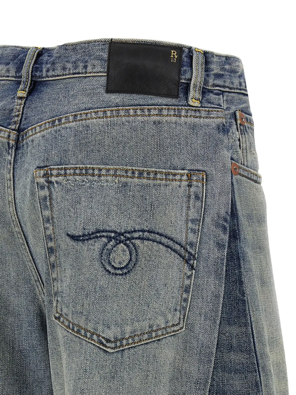 R13 used-effect wide-leg jeans Blauw