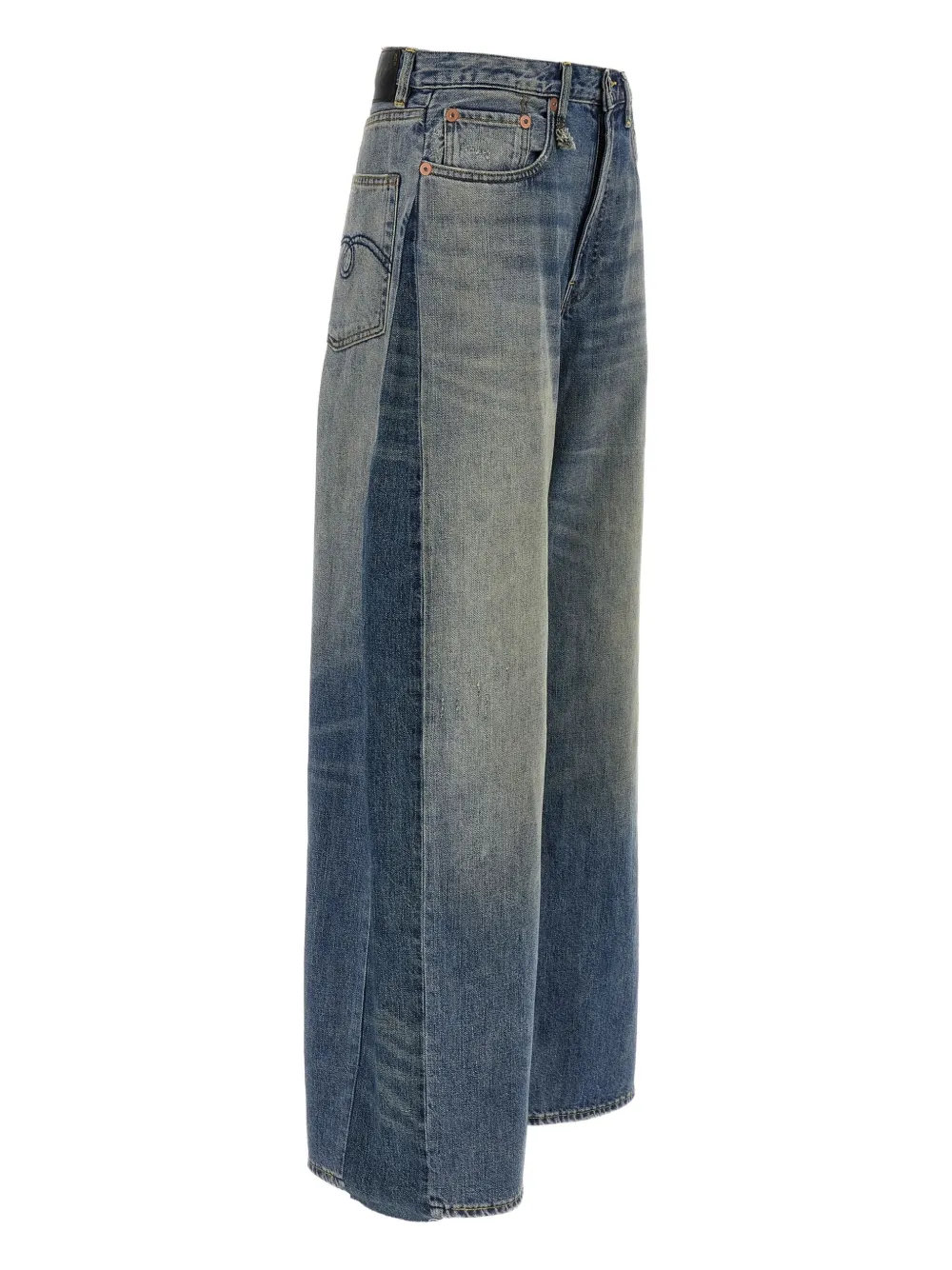 R13 used-effect wide-leg jeans Blauw