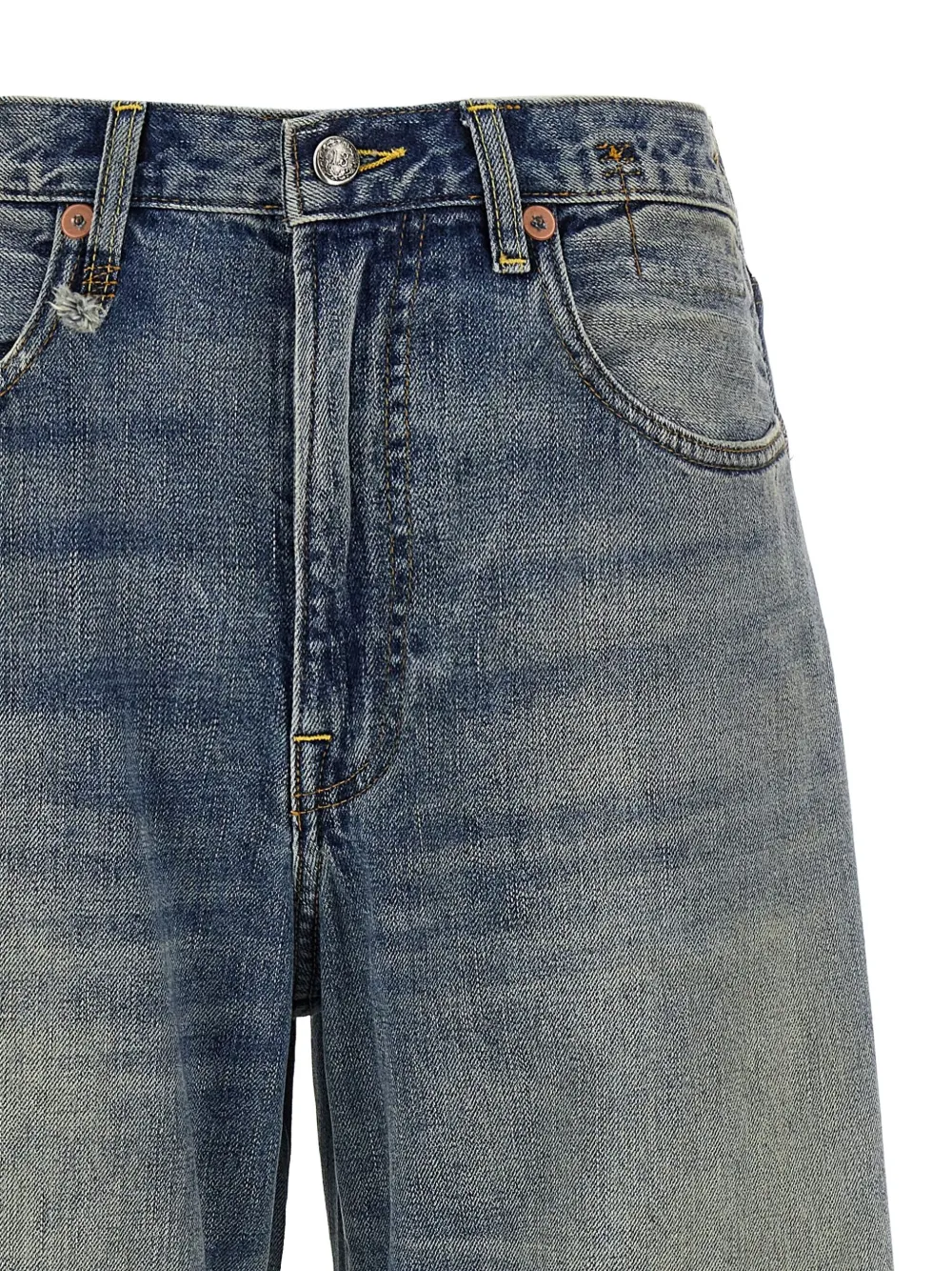 R13 used-effect wide-leg jeans Blauw