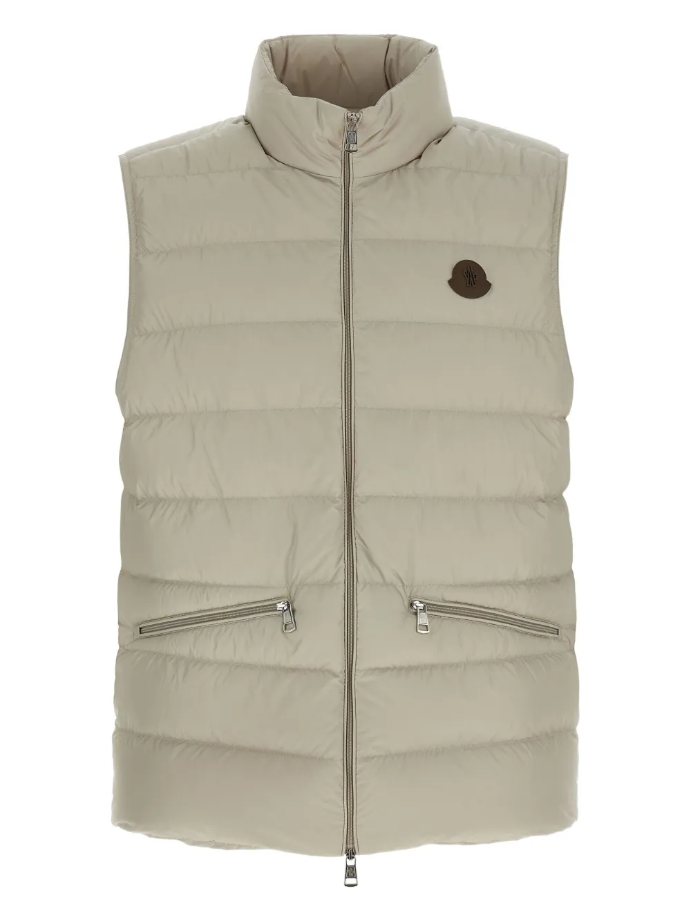 Moncler padded logo-patch gilet Beige
