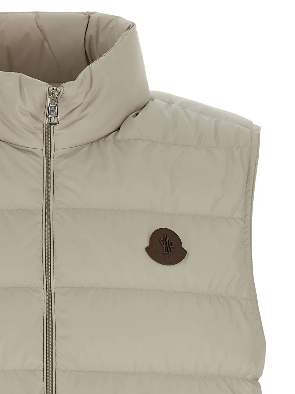 Moncler padded logo-patch gilet Beige