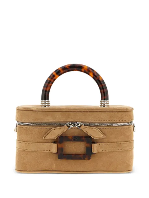 Roger Vivier Belle Vivier Vanity tortoiseshell-handle suede tote bag