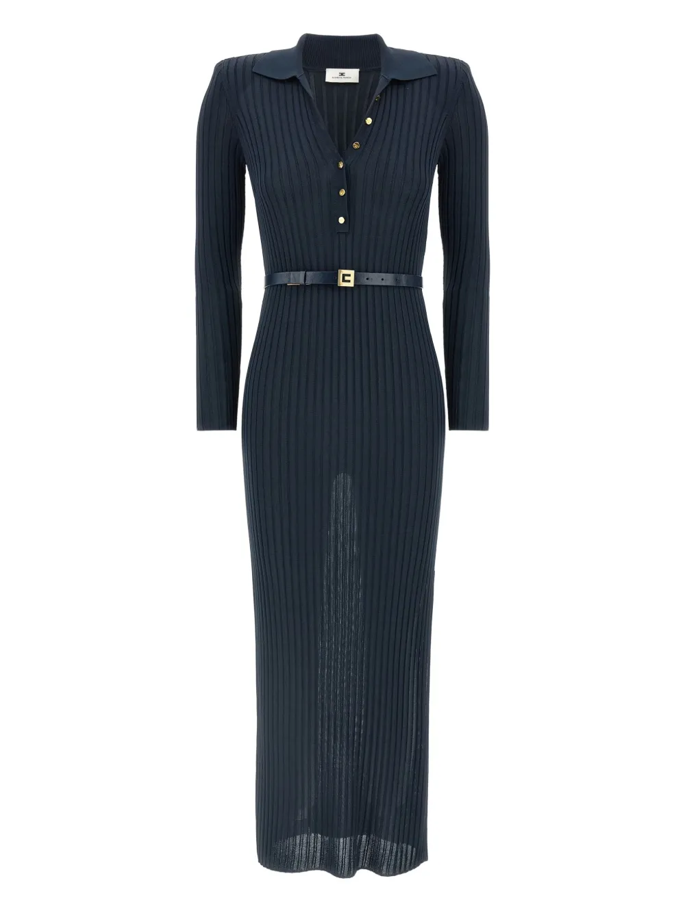 Elisabetta Franchi ribbed maxi day dress - ブルー Elisabetta Franchi ribbed maxi day dress - ブルー
