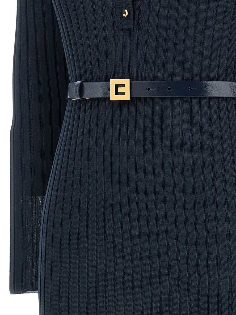 Elisabetta Franchi ribbed maxi day dress Blauw