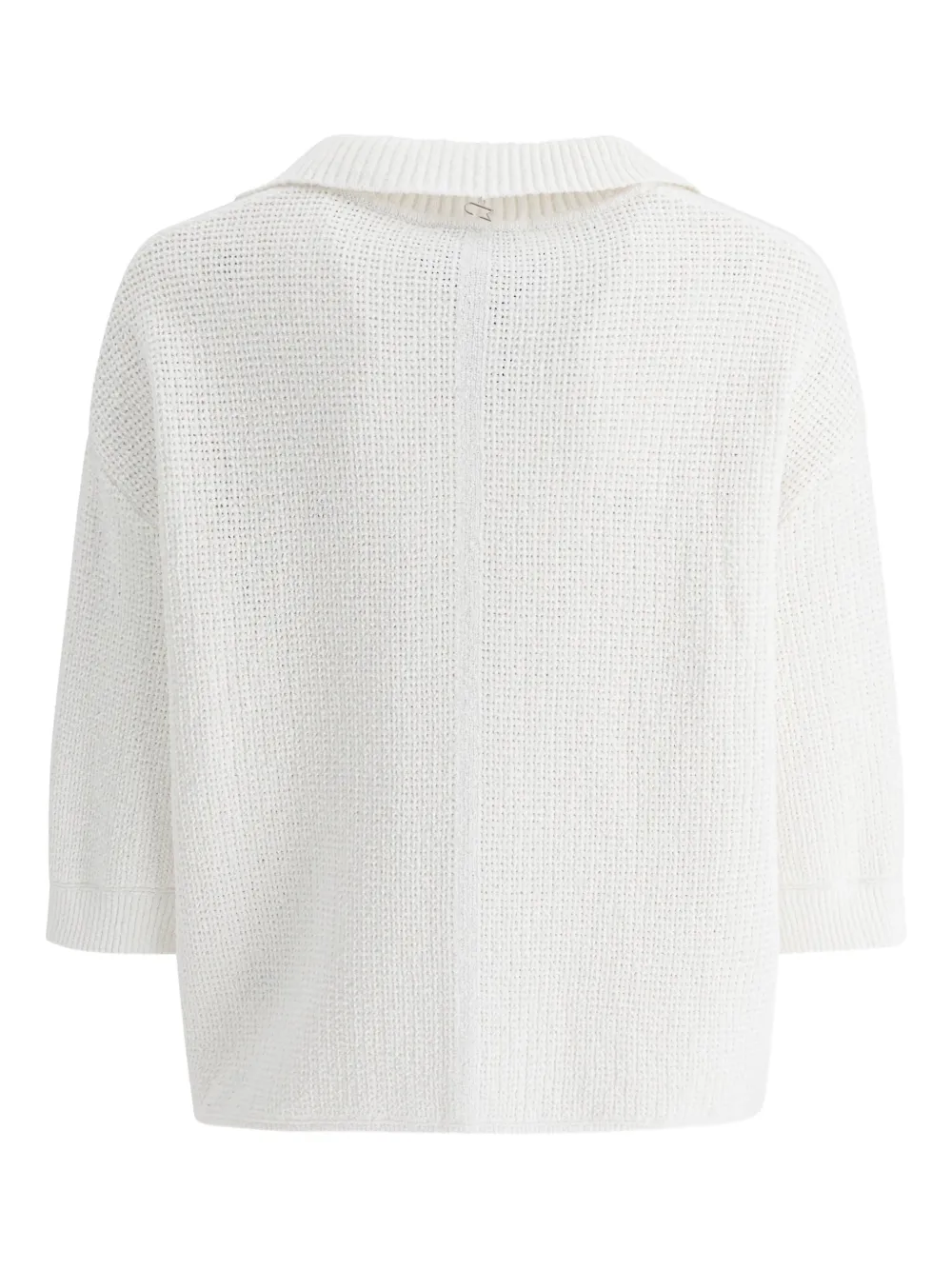 Giorgio Armani waffle-knit collared cardigan Wit