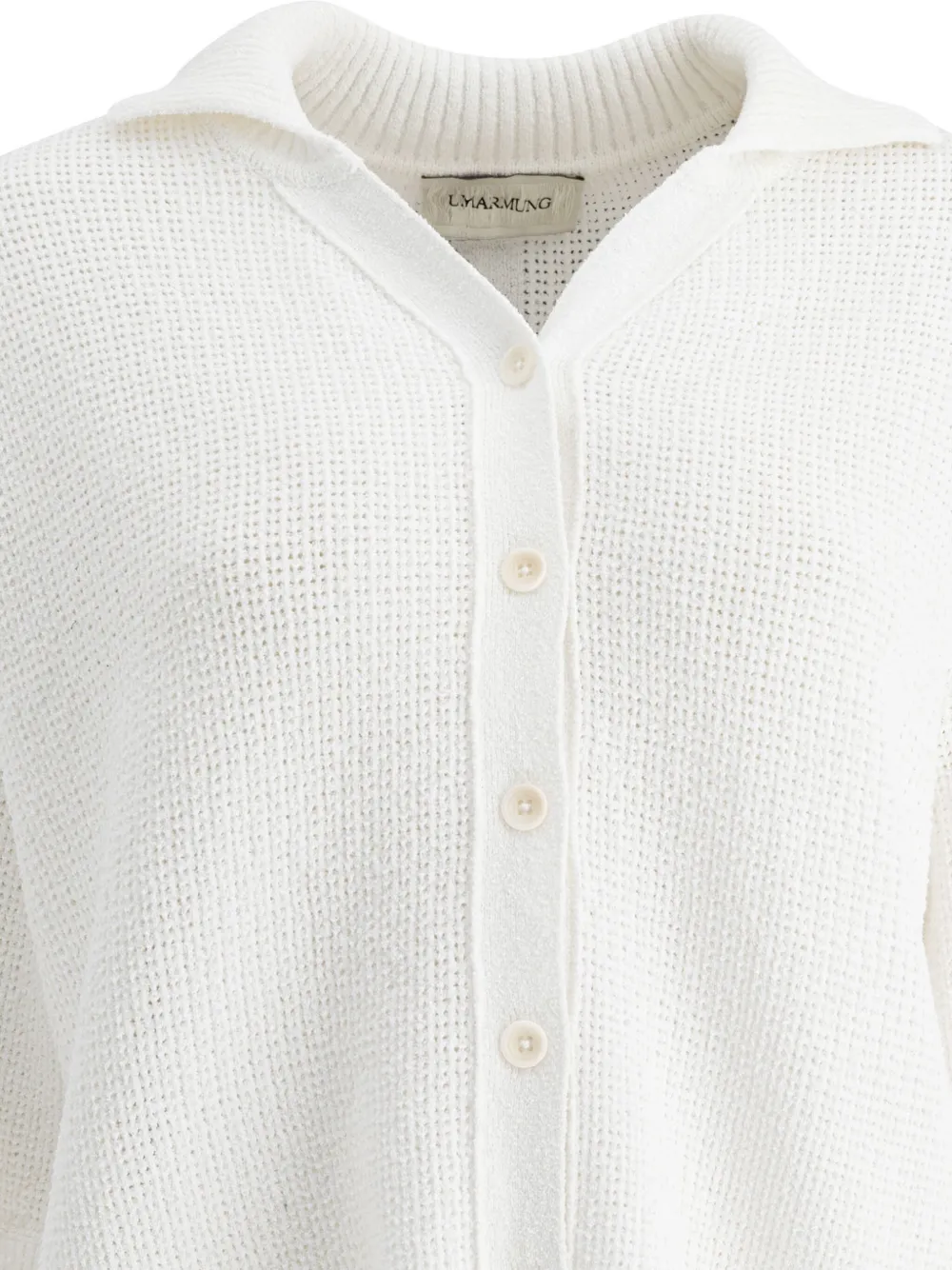 Giorgio Armani waffle-knit collared cardigan Wit