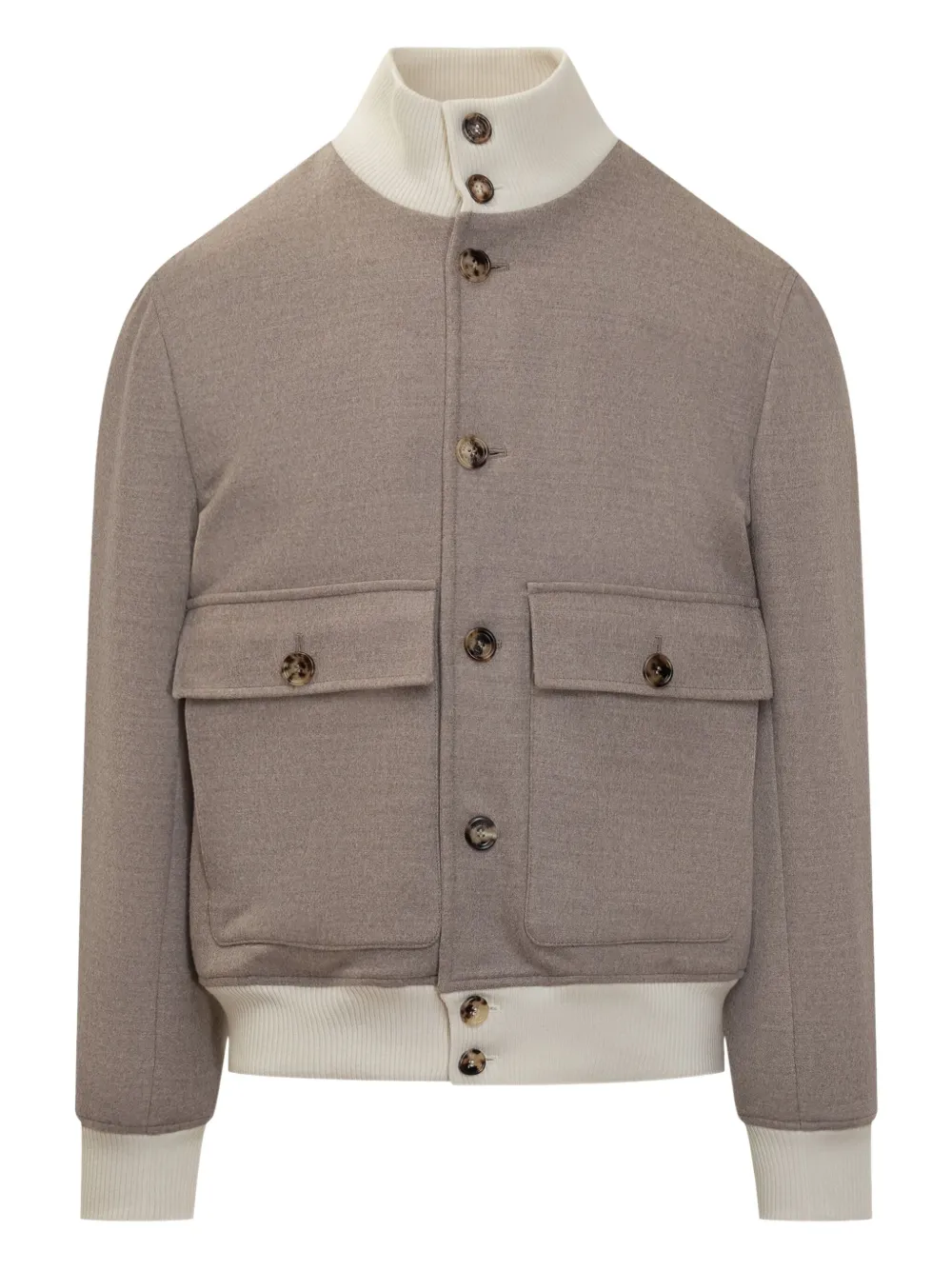 Brunello Cucinelli patch-pocket bomber jacket Grijs