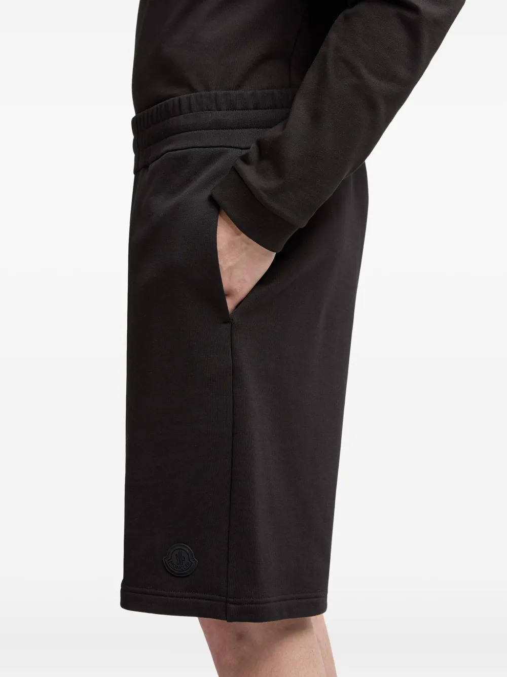 Moncler Elasticated-waist Cotton Shorts In Black