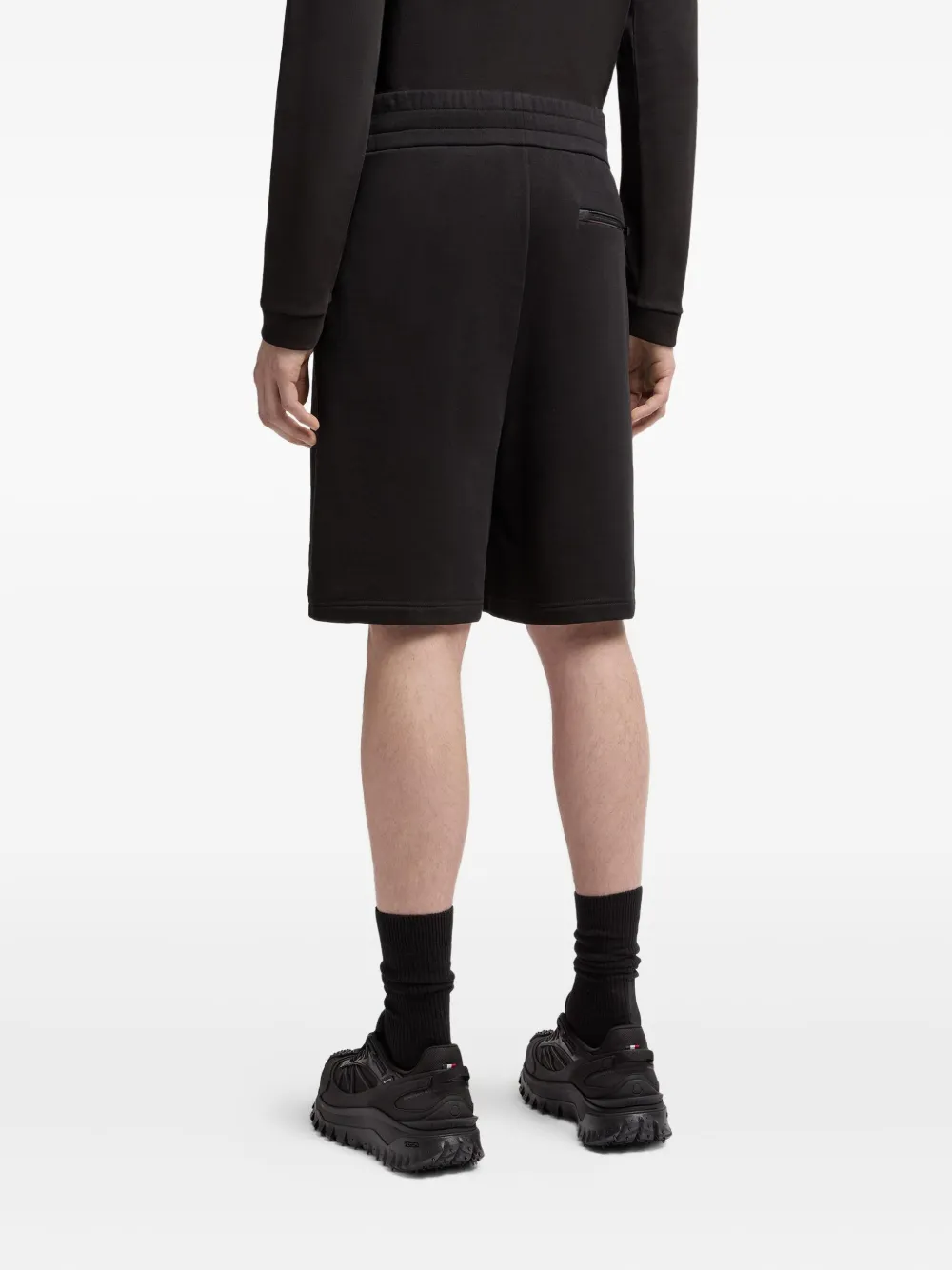 Moncler Elasticated-waist Cotton Shorts In Black