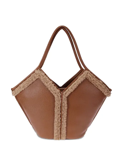 Hereu shearling-trimmed leather tote bag