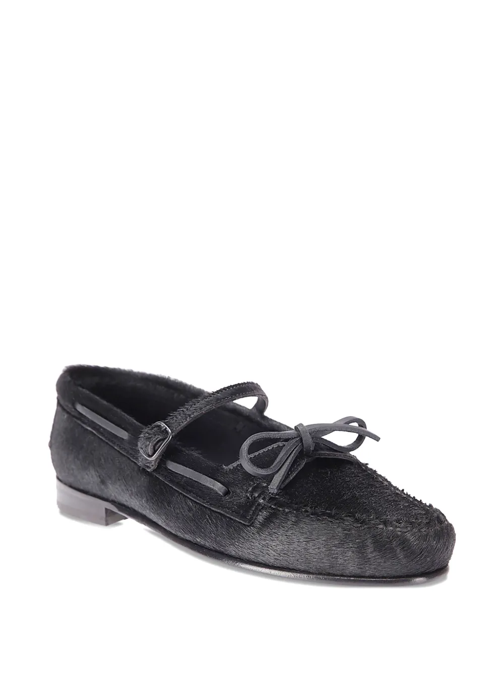 Hereu Lorea calf-hair flat pumps Black