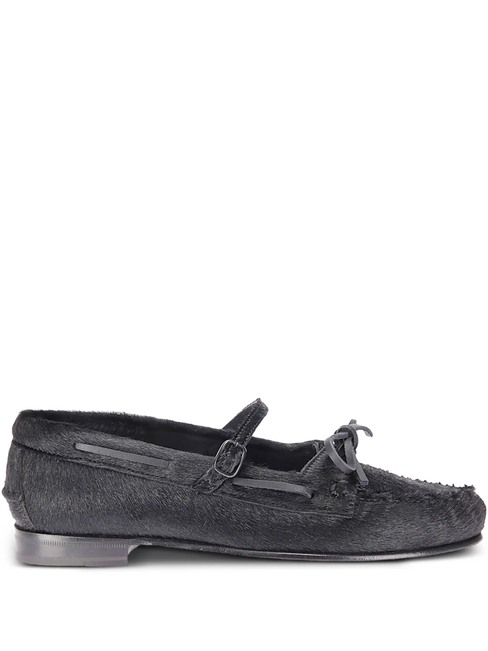 Hereu Lorea platte pumps met kalfshaar Zwart