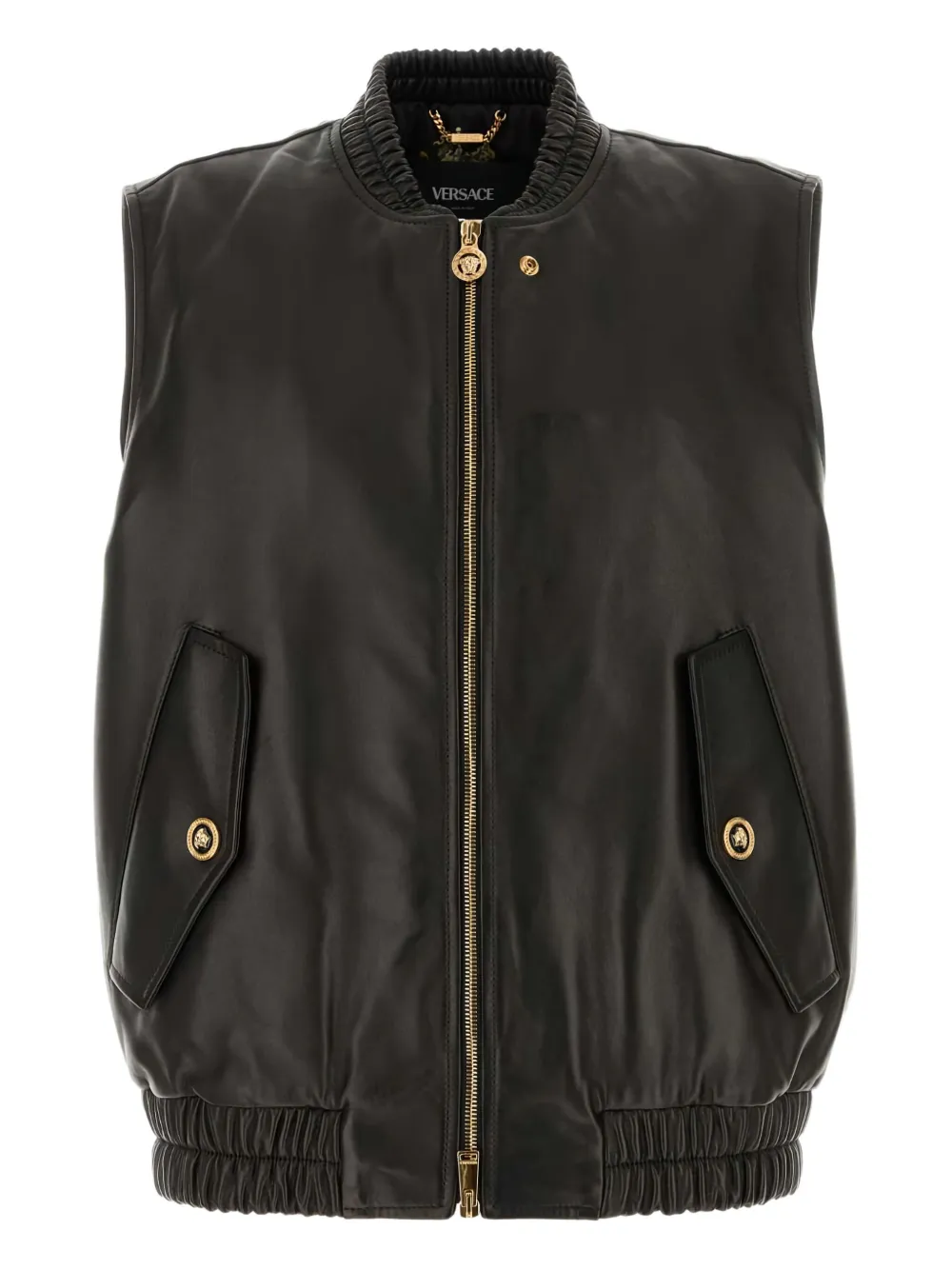 Versace leather zip-fastening gilet - ブラック Versace leather zip-fastening gilet - ブラック