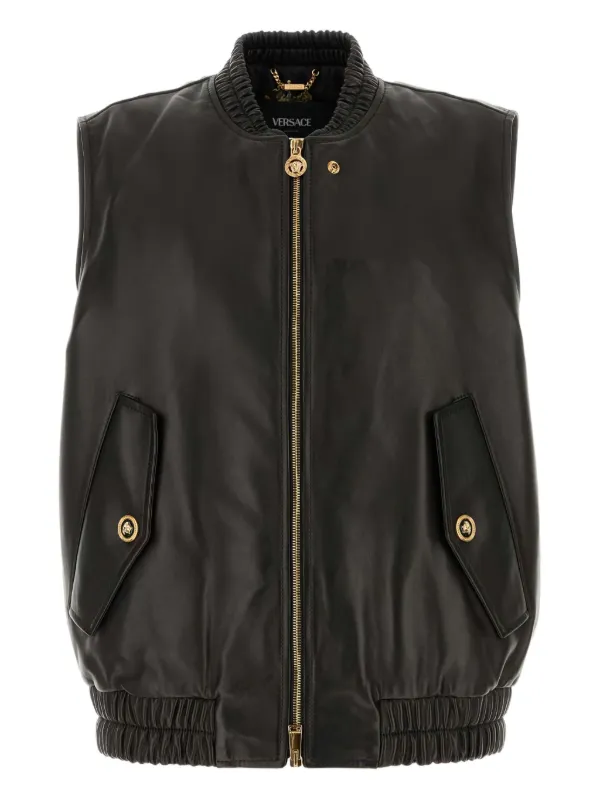 Versace ジップアップ レザーベスト | ブラック | FARFETCH JP