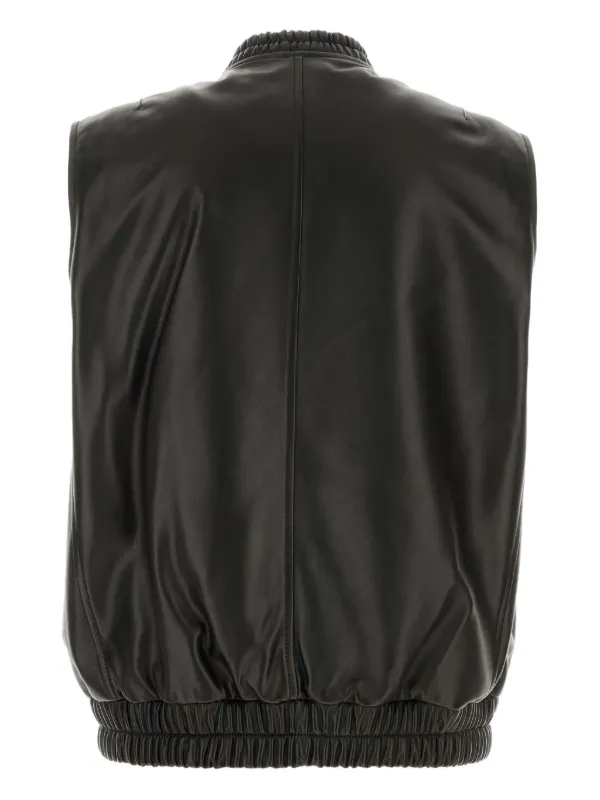 ヴィンテージ Gianni Versace レザー　パワーネット　トップスベスト Versace ジップアップ レザーベスト | ブラック | FARFETCH JP